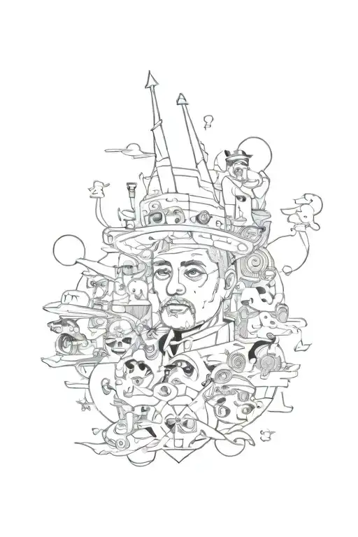 An ignorant tattoo collage featuring iconic memes tattoo design idea