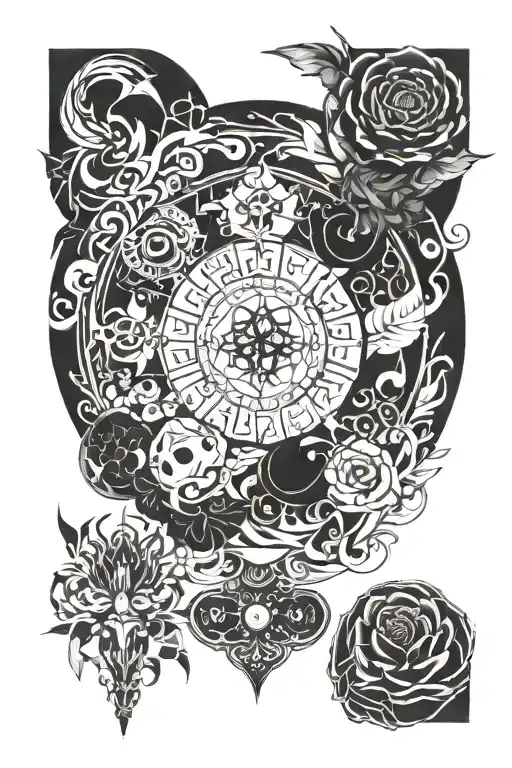 Mystical signs with dark meanings related to being bisexual tattoo design idea