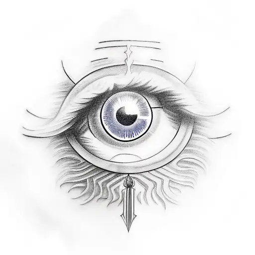 A fantasy-inspired tattoo depicting the Eye of Sauron surrounded by computer code tattoo design idea