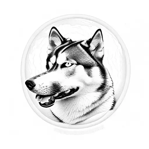 Huskies dog with the moon tattoo design idea