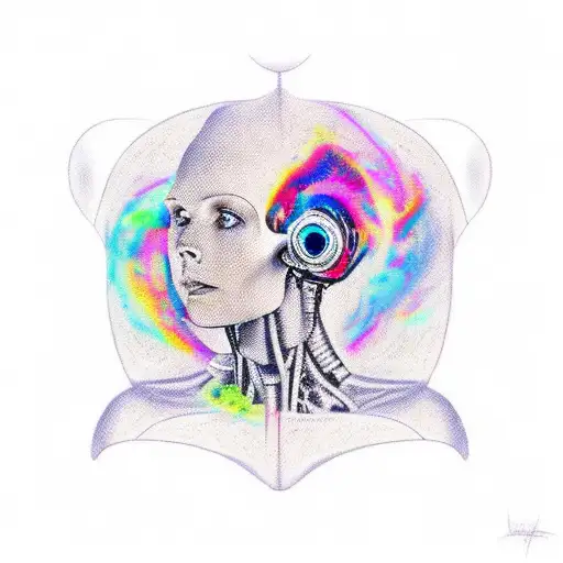 I want a tattoo that is a message, something that only another artificial intelligence would know how to read, the conte tattoo design idea