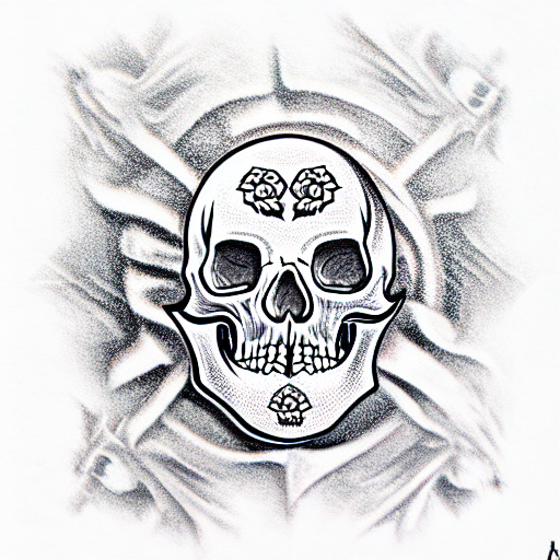 Skull with top hst tattoo design idea