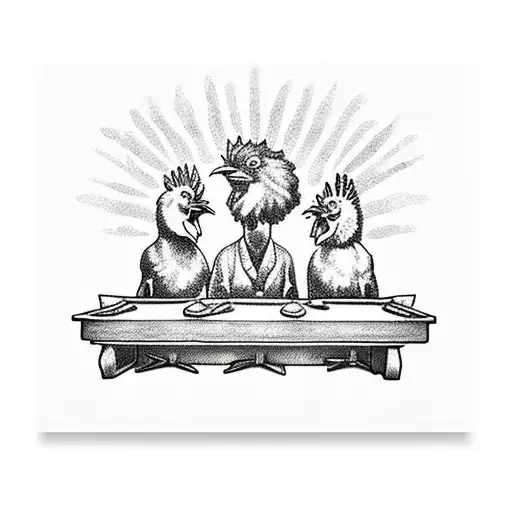 chickens last supper tattoo design idea