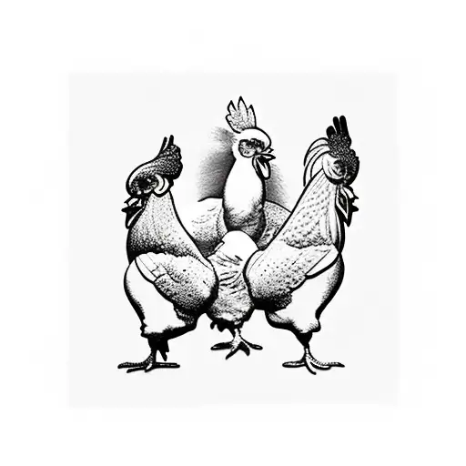 chickens sitting at the last supper tattoo design idea