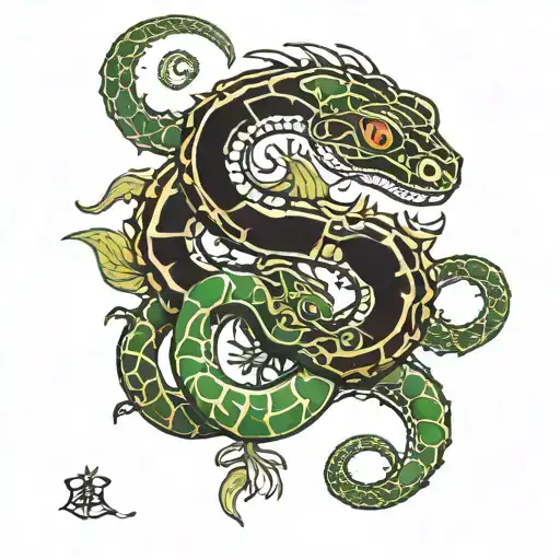 gecko, scorpion and snake around them   tattoo design idea