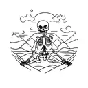 skeleton sitting on a dock  tattoo design idea