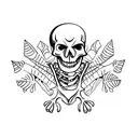 skeleton sitting on a dock  tattoo design idea