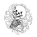 skeleton sitting on a dock  tattoo design idea