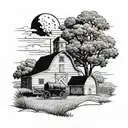 iowa scenery with farm and  tattoo design idea
