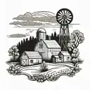 iowa scenery with farm and  tattoo design idea