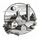 iowa scenery with farm and  tattoo design idea