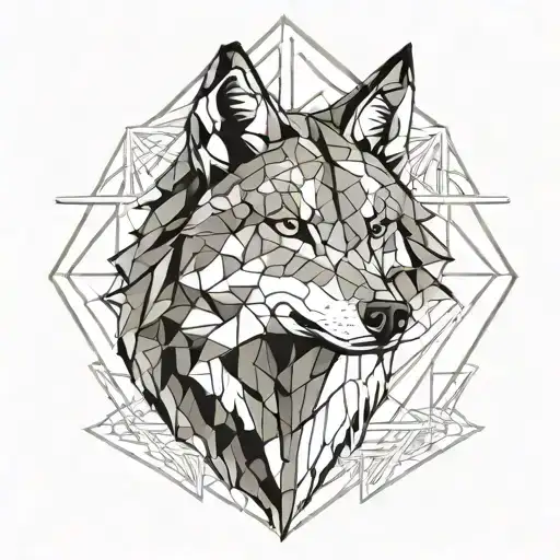 Geometric Wolf Head: A wolf head designed with clear lines and geometric shapes. You could play with different shades an tattoo design idea
