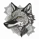 A wolf head surrounded by mandala-like patterns. This could create a harmonious connection between the strength of the w tattoo design idea