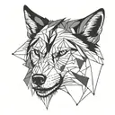 A simple wolf head made up of just a few lines going tattoo design idea