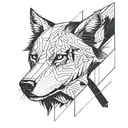 A simple wolf head made up of just a few lines going tattoo design idea