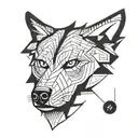 A simple wolf head made up of just a few lines going tattoo design idea
