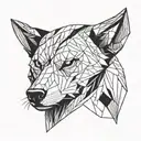 A simple wolf head made up of just a few lines going tattoo design idea