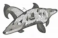 river otter and humpback whale   tattoo design idea