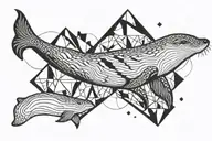 river otter and humpback whale   tattoo design idea
