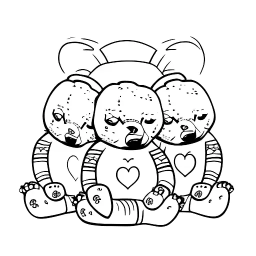 3 bear cubs  tattoo design idea