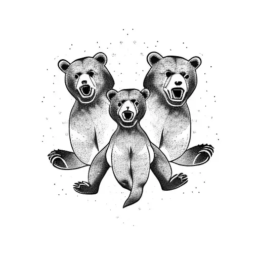 3 bear cubs  tattoo design idea