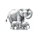 3 elephant family, mother and 2 young. it is aggressive and new era tattoo design idea