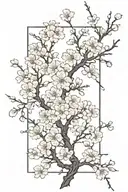 cherry blossoms over a solid black rectangle frame tattoo design idea