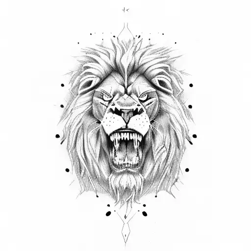 Lion left half living right half zombie tattoo design idea