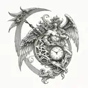 Angel Demon Libra Clock time tattoo design idea