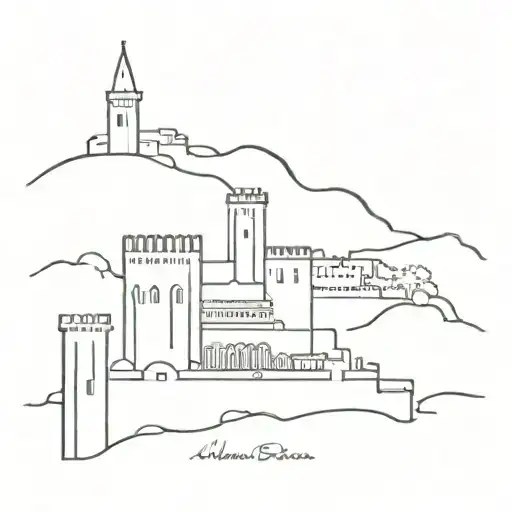 alhambra of granada city tattoo design idea