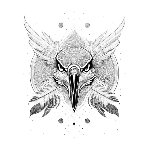 An intricate electric guitar design intertwined with majestic eagle feathers tattoo design idea