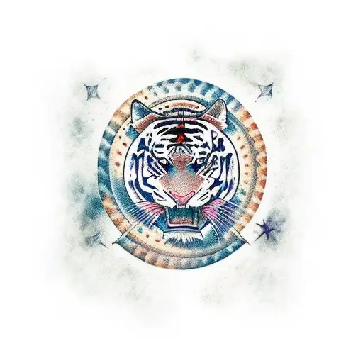 tigre estilo japonés tradicional con nubes de fondo tattoo design idea
