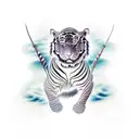 tigre de bengala con nubes tattoo design idea