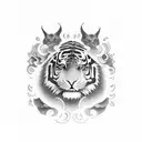 tigre de bengala con nubes tattoo design idea