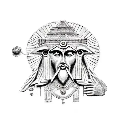 annunaki, thoth and emerald tablet backround tattoo design idea