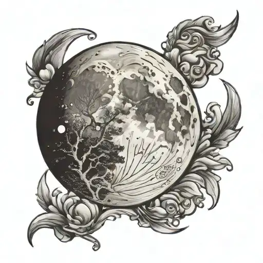 waning gibbous moon tattoo design idea
