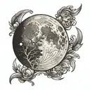 waning gibbous moon tattoo design idea