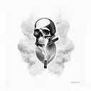  A smoking skull surrounded by psychedelic mushrooms tattoo design idea