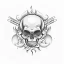  A smoking skull surrounded by psychedelic mushrooms tattoo design idea
