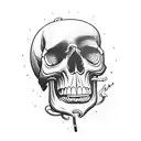  A smoking skull surrounded by psychedelic mushrooms tattoo design idea