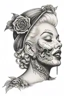Marilyn Monroe half skull face tattoo tattoo design idea
