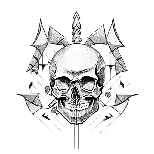 skull with 2 arrows  tattoo design idea