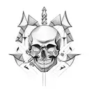 skull with 2 arrows  tattoo design idea