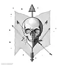 skull with 2 arrows  tattoo design idea