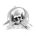 skull with 2 arrows  tattoo design idea