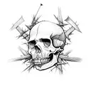 skull with 2 arrows and a crown of thorns  tattoo design idea