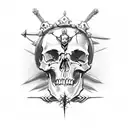 skull with 2 arrows and a crown of thorns  tattoo design idea