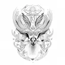 5 animals each in 5 individual diamond emblems. All in black and white. A Rooster, Irish Hare, Eagle, Italian Wolf, and  tattoo design idea