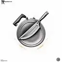 Kitchen knife and frying pan crossed tattoo design idea