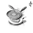 Kitchen knife and frying pan crossed tattoo design idea